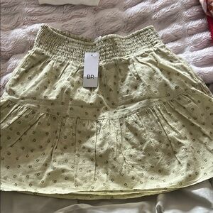 bp Green Bubble Mini Skirt Smocked Pleated